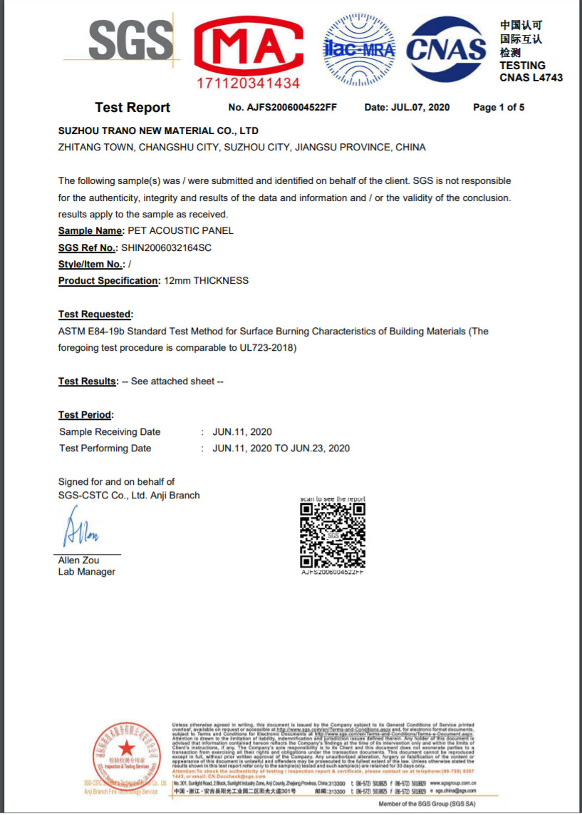 Китай SUZHOU TRANO NEW MATERIAL TECHNOLOGY CO.,LTD Сертификаты